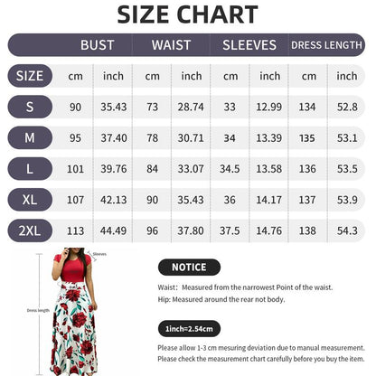 Avamo Women Summer Floral Maxi Dress Print Boho Skirt Dress Short Sleeve Party Bodycon Long Maxi Dress Beach Vacation Holiday Sundress Fit Elegant Prom Dress Womenswear